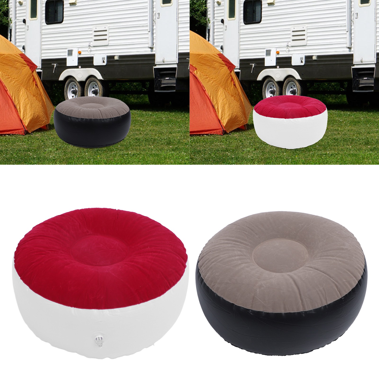 Outdoor Furniture European - Inflatable Flocking Stool Multipurpose Lightweight Portable