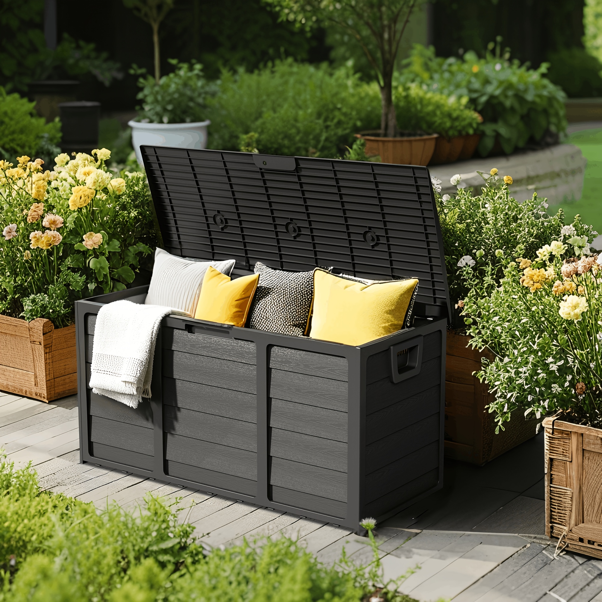 Outdoor Furniture Resin - Weatherproof Resin Storage, 75 Gallon Weatherproof
