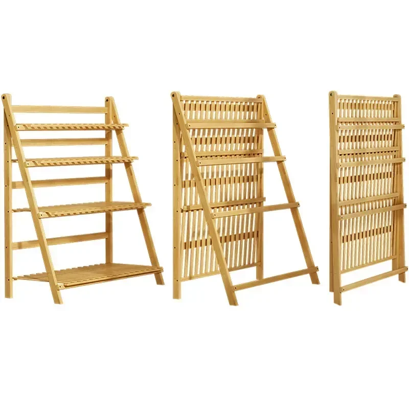 Outdoor Furniture Luxury - Adjustable Bamboo Plant Shelf Flower Outdoor