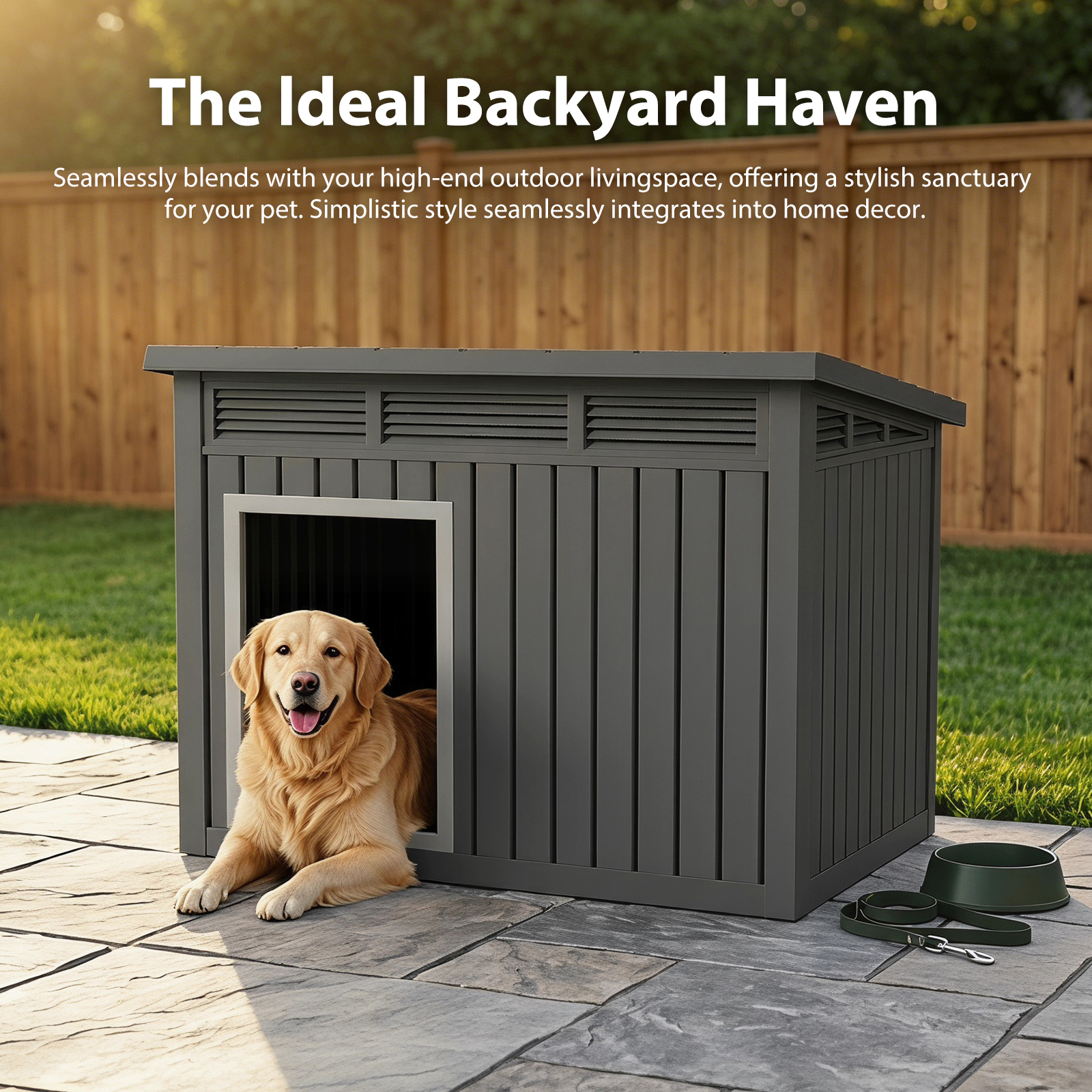 Outdoor Furniture Resin - XXXL Slant-Roof Resin Dog Villa -