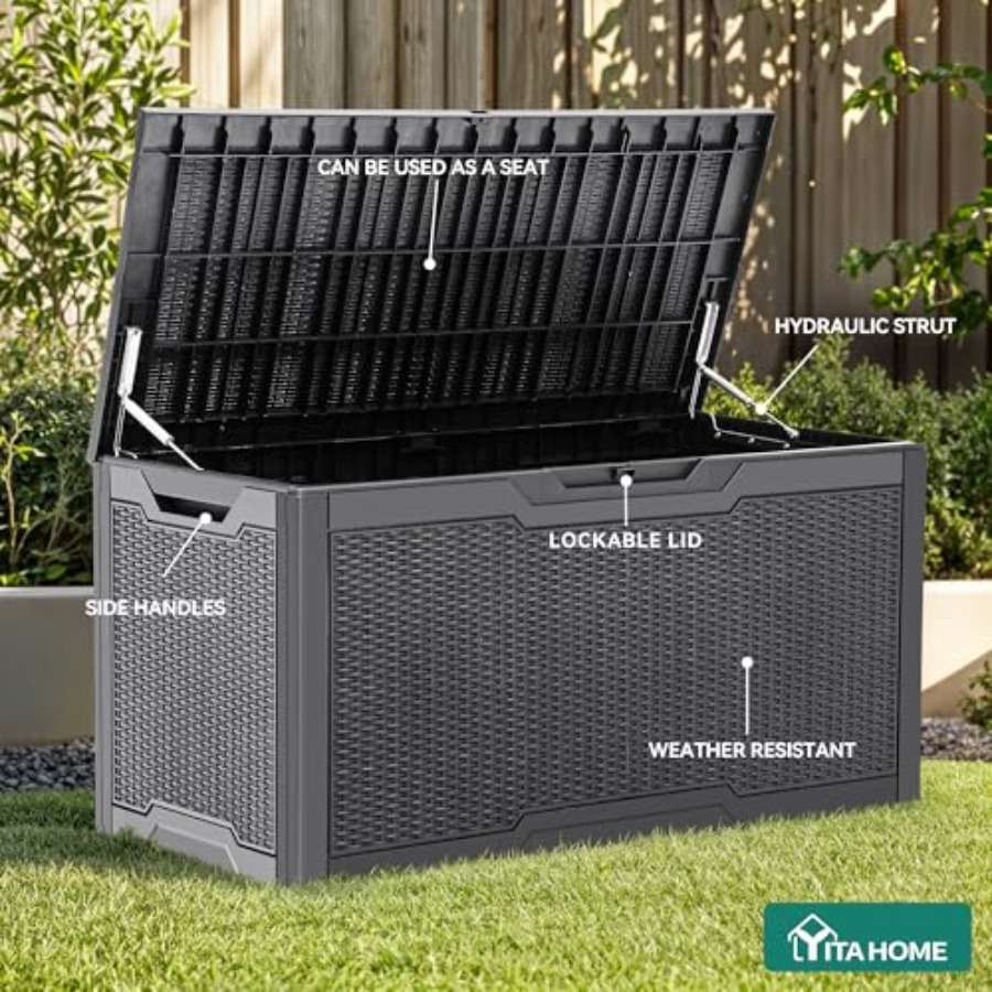 100 Gallon Large Deck Box, Out – Outdoor Furniture Resin recenzja i cena
