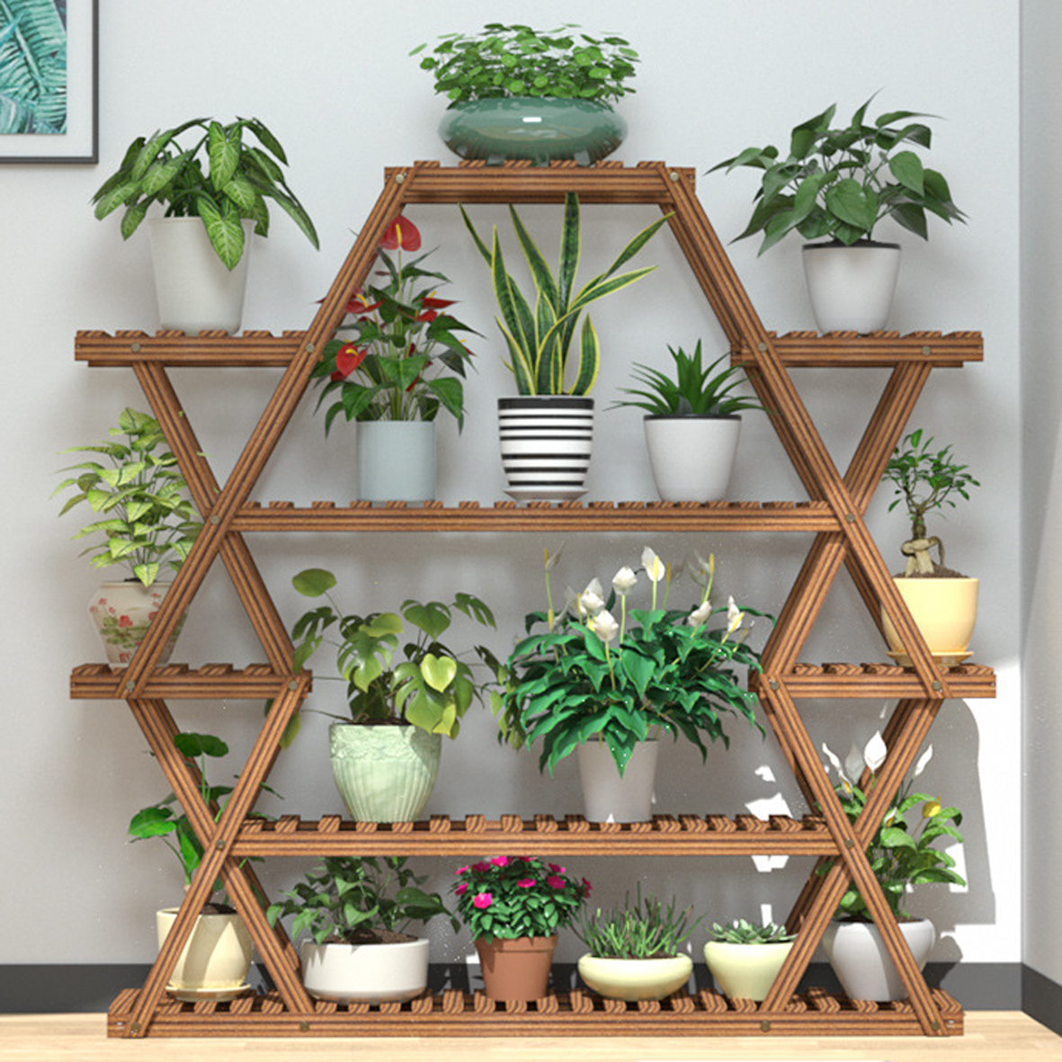 Large Triangular Wood Plant St – Outdoor Furniture Luxury recenzja i cena