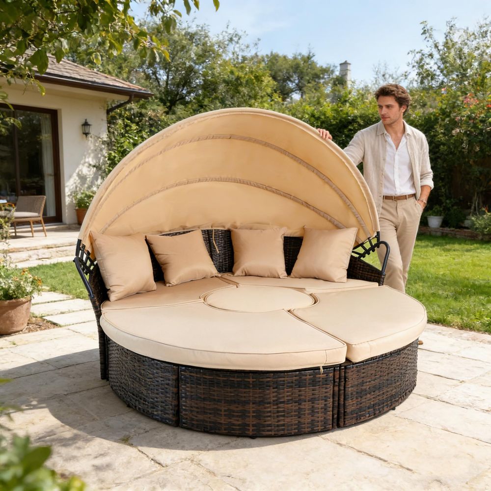 Outdoor Patio Round Daybed wit – Outdoor Furniture Cushion recenzja i cena