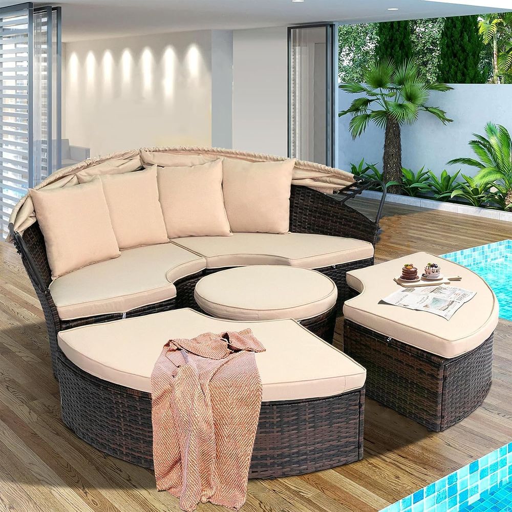 Outdoor Patio Round Daybed wit – Outdoor Furniture Cushion recenzja i cena