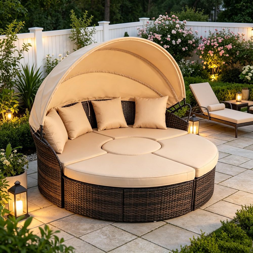 Outdoor Patio Round Daybed wit – Outdoor Furniture Cushion recenzja i cena
