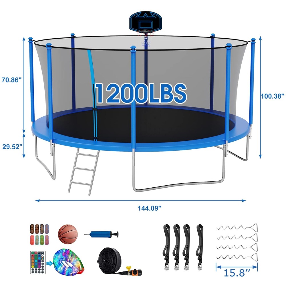 12FT Windproof Outdoor Trampol – Outdoor Furniture Kids recenzja i cena