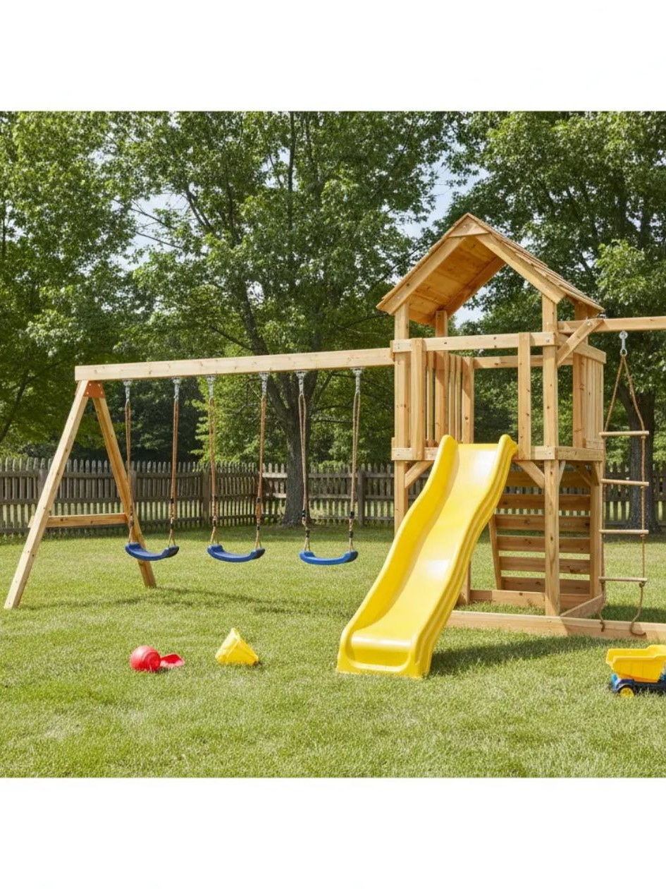 Children Swing Kids Wooden Gar – Outdoor Furniture Kids recenzja i cena