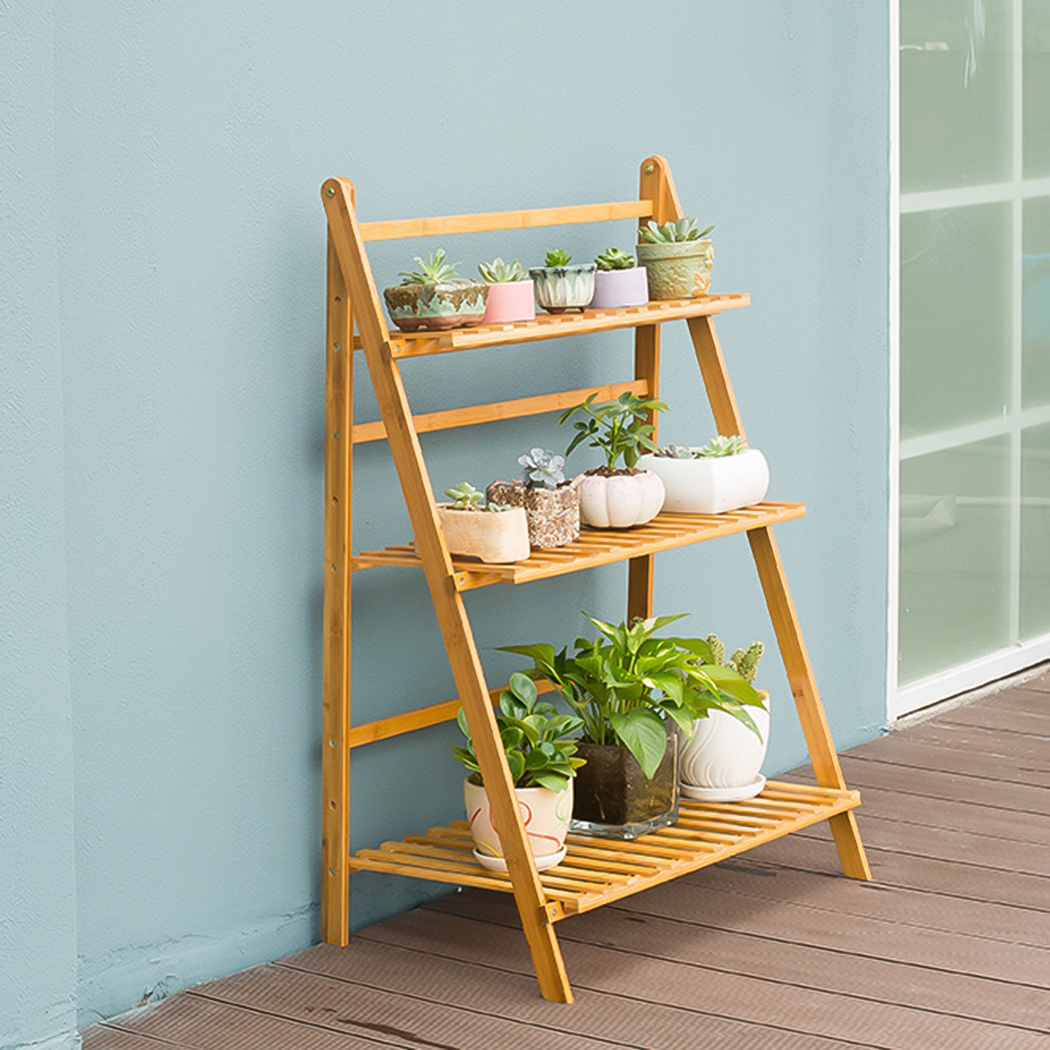 3 TiersBamboo Ladder Plant Sta – Outdoor Furniture Luxury recenzja i cena