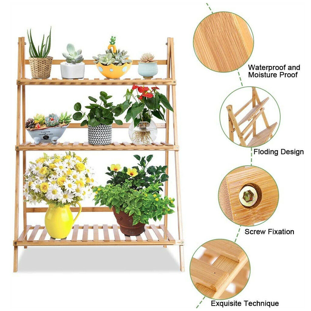3 TiersBamboo Ladder Plant Sta – Outdoor Furniture Luxury recenzja i cena