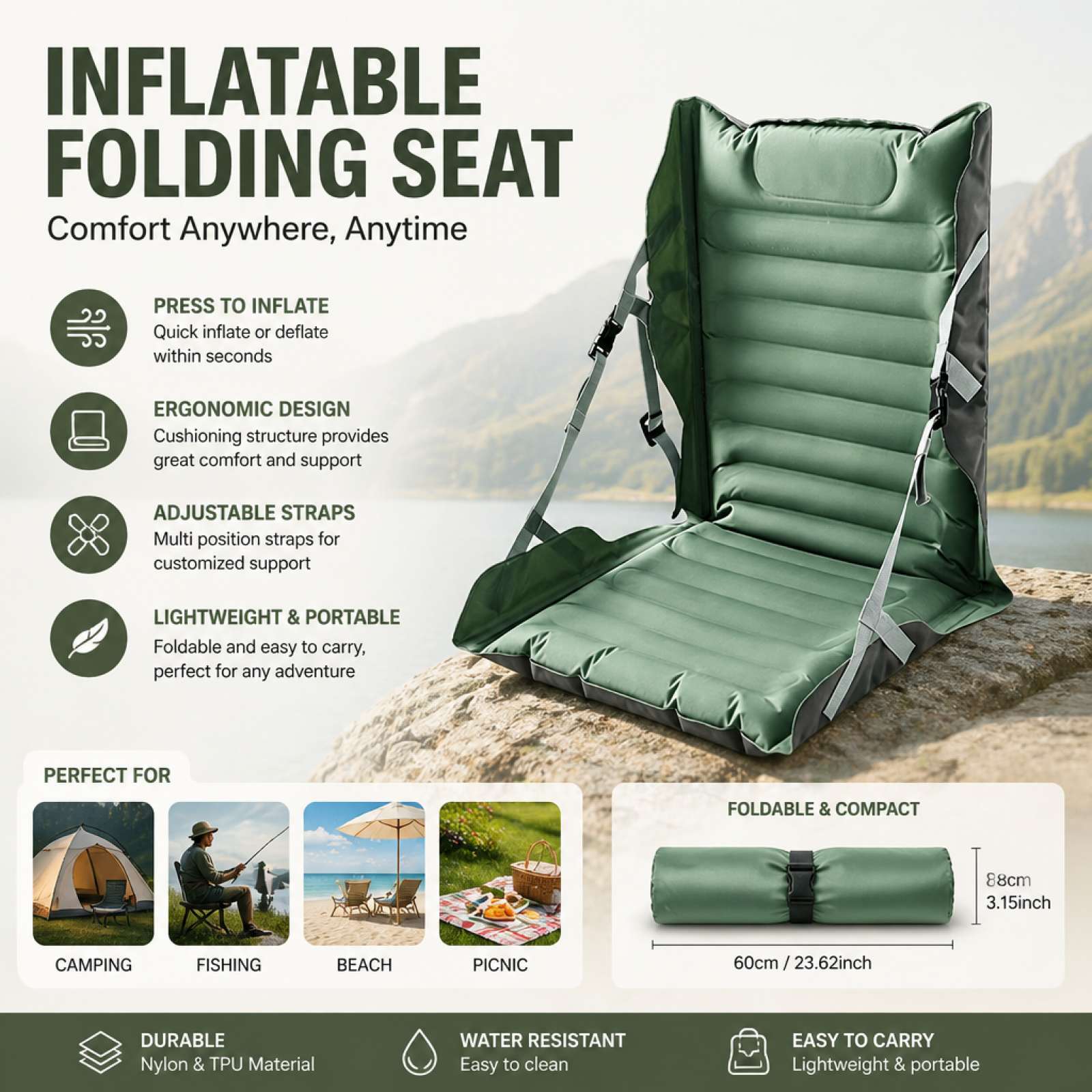 Inflatable Folding Seat Cushio – Outdoor Furniture Cushion recenzja i cena
